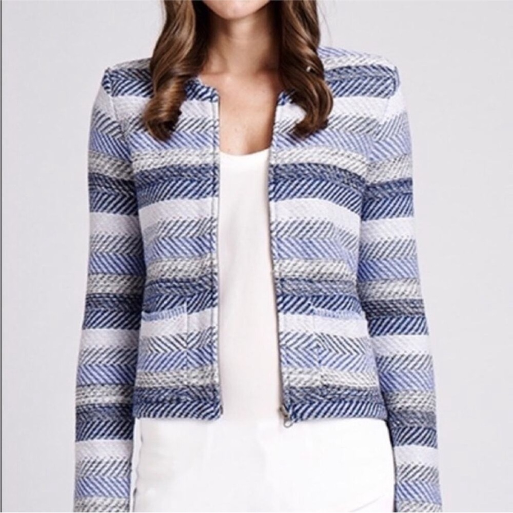 Joie Jacolyn Cotton Jacket Blue Striped Size Medium‎